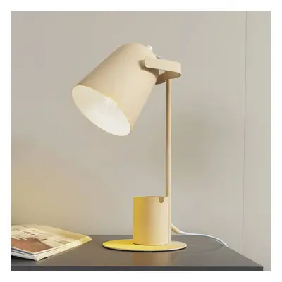 Lindby Stolní lampa Lindby Ilmar, béžová/bílá, kov, Ø 12 cm