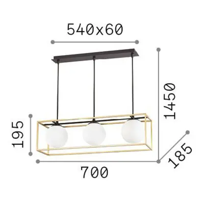 Ideallux Závěsná lampa Ideal Lux Lingotto, 3 světla, jedna klec, černá