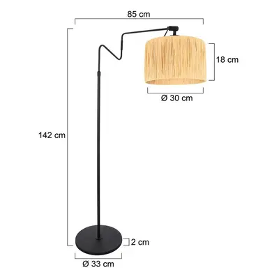 Steinhauer Stojací lampa Linstrom, kov, tráva, černá, béžová