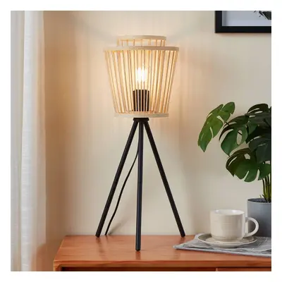 EGLO Stolní lampa Hykeham, výška 57 cm, přírodní/černá, bambus