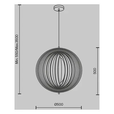 Maytoni Závěsné svítidlo Maytoni Roots, kulový tvar, Ø 50 cm, dřevo/černá barva