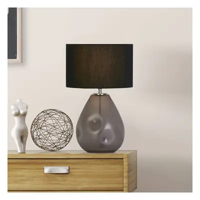 Searchlight Stolní lampa Devon, černá/kouřově šedá Výška 44,5 cm textil/sklo