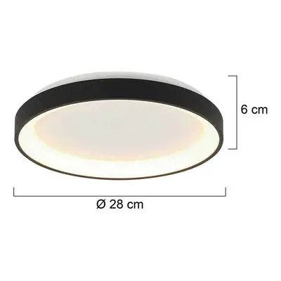 Steinhauer Stropní svítidlo Ringlede LED, černé, výška 6 cm, Ø 28 cm