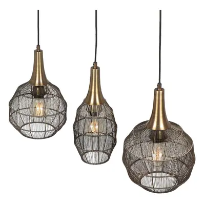 Trio Lighting Závěsné svítidlo Soraya, 3 světla, paprsek, kov, starožitná mosaz