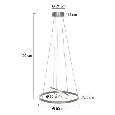 Steinhauer Závěsné LED svítidlo Ringlux, 3 světla, ocel, Ø 60 cm