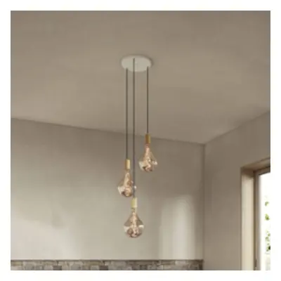 Tala Závěsná lampa Tala Triple Pendant round, E27 clear, bílá/dubová