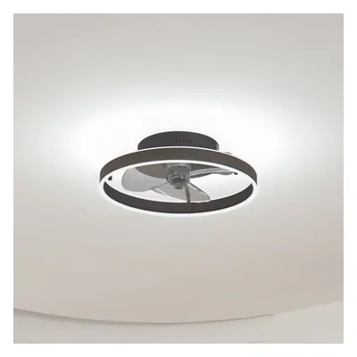 Lindby Lindby LED stropní ventilátor Momitu, černý, tichý, Ø 14 cm