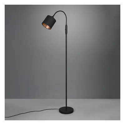 Reality Leuchten Stojací lampa Tommy, černá/zlatá, výška 130 cm, kov/látka