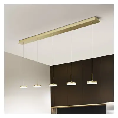 Fabas Luce Závěsné svítidlo LED Dunk, mosaz, 5 světel, 3 000 K, kov