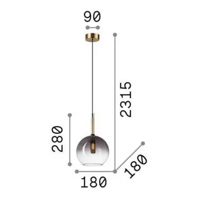 Ideallux Závěsné svítidlo Ideal Lux Empire Sfera, čiré/kouřově šedé sklo