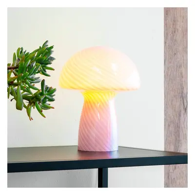 Dyberg Larsen Dyberg Larsen Stolní lampa Mushroom, růžová, výška 23 cm, sklo