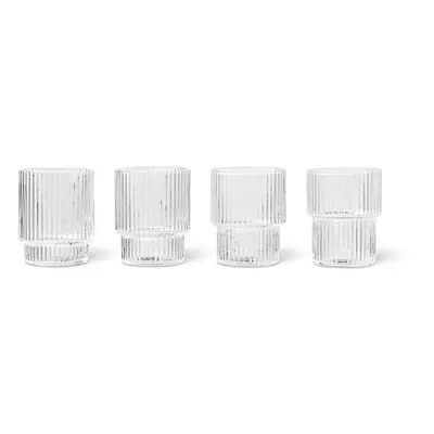 ferm LIVING ferm LIVING Glass Ripple Small, čiré sklo, 60 ml, sada 4 kusů