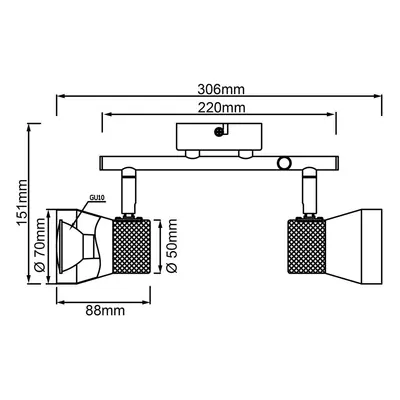 Brilliant Stropní bodové svítidlo Moka, délka 30 cm, bílá/hnědá, 2 světla, korek