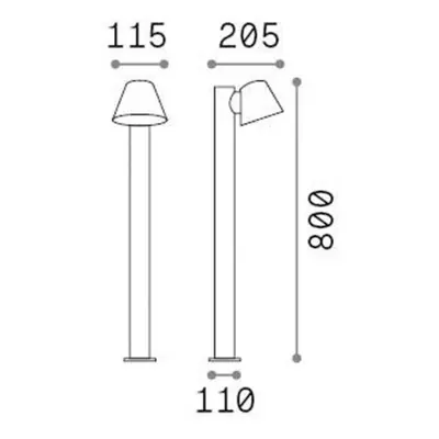 Ideallux Plynové světlo na cestu Ideal Lux, černé, hliník, výška 80 cm