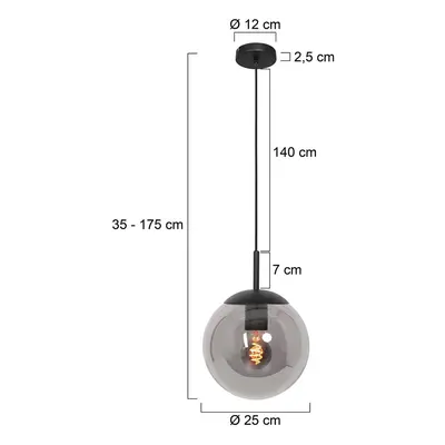 Steinhauer Závěsné svítidlo Bollique, černá barva, Ø 25 cm, sklo, 1 světlo, globus