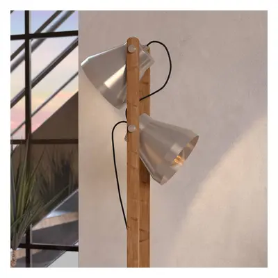 EGLO Stojací lampa Cawton, výška 134,5 cm, ocel/hnědá barva, 2 světla z oceli