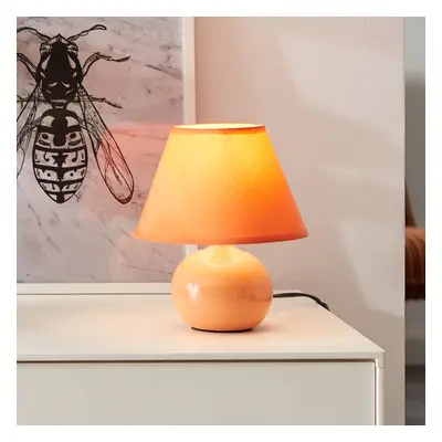 Brilliant Stolní lampa Primo, oranžová, Ø 19 cm, textil/keramika