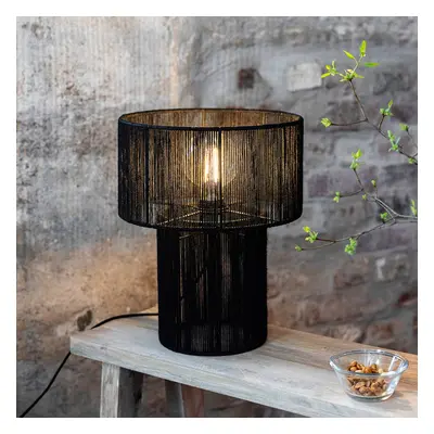 Markslöjd Stolní lampa Soga, černá, juta, výška 40 cm