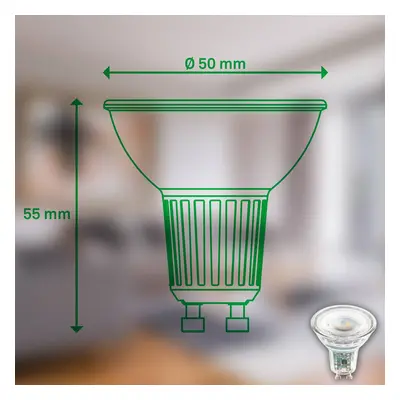 Briloner LED žárovka s reflektorem GU10 2,5W čirá 3000K EEK A 2er