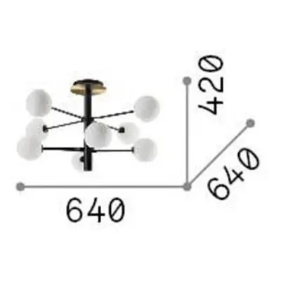 Ideallux Stropní svítidlo Ideal Lux Cosmopolitan černé kovové sklo 8flg.