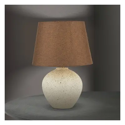 Orion Stolní lampa Masai, krémová/hnědá, výška 46,5 cm, keramika/len