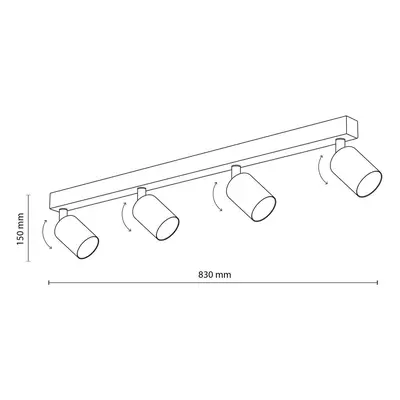 TK Lighting Stropní bodové topení, nastavitelné, hnědé, čtyřplamenné lineární