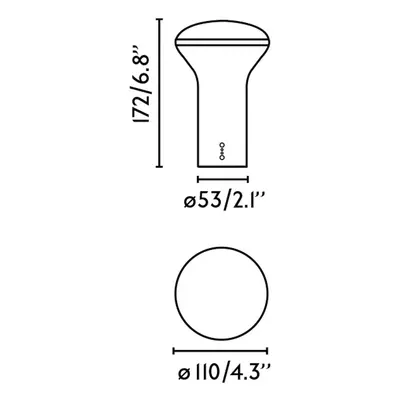 FARO BARCELONA Nabíjecí stolní lampa Buddy LED, bílá/modrá, polykarbonát, Ø 11 cm