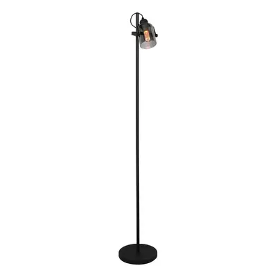 Freelight Stojací lampa Fumoso, výška 143 cm, černá/kouřově šedá