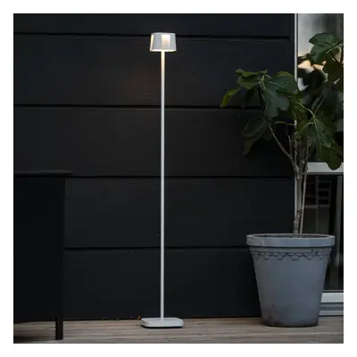 Konstsmide Pěkná nabíjecí stojací lampa LED, bílá, hliník, IP54, stmívač, CCT