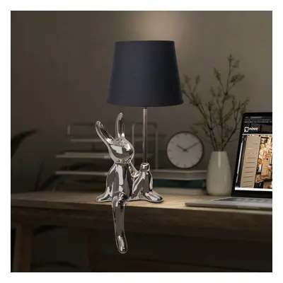 Näve Stolní lampa Helge, stříbrná, keramika/látka, výška 45 cm