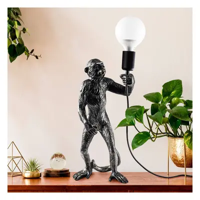 Opviq Jednoduchá stolní lampa, černá, polyester, výška 46 cm, postava opice