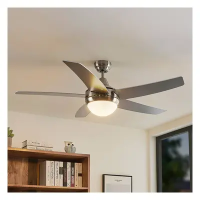 Lindby Stropní ventilátor Lindby s osvětlením Auraya, tichý, ocelový