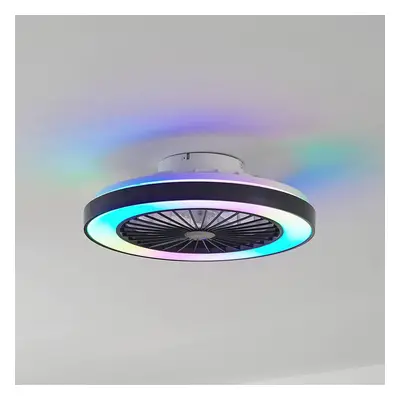 Lindby Lindby LED stropní ventilátor Teleo, černý, DC, tichý, Tuya