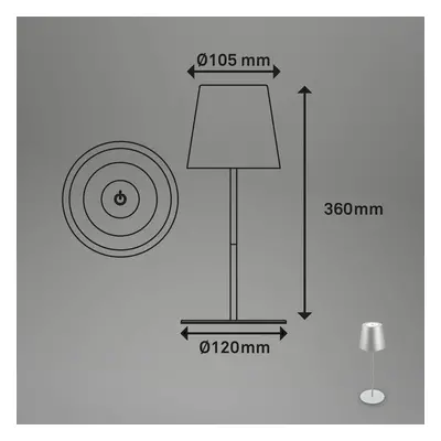 Briloner LED dobíjecí stolní lampa 7508014 matný chrom 2 700 K IP44 Touchdim