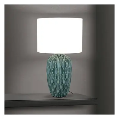 Orion Stolní lampa Tortuga, zelená/bílá, výška 49,5 cm, keramika/len