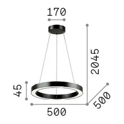 Ideallux Závěsné svítidlo Ideal Lux LED Oracle, černé, 3 000 K, Ø 50 cm