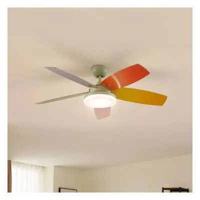 Lindby Stropní ventilátor Lindby LED Jonte, dřevo, DC, tichý, Ø 106 cm