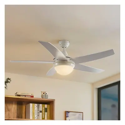 Lindby Stropní ventilátor Lindby s osvětlením Auraya, tichý, bílý, 130 cm