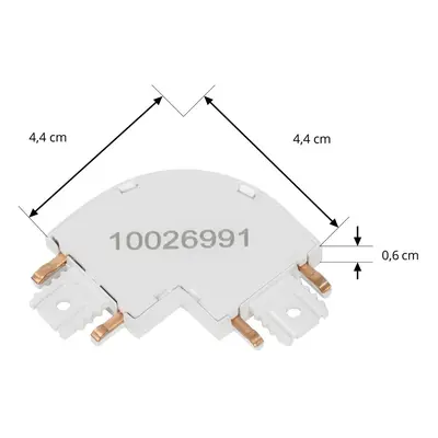 Lindby L-konektor Lindby Lumaro, bílý, 90°, zaoblený, sada 2 kusů