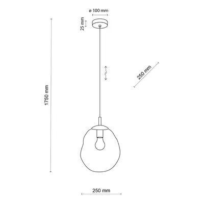 TK Lighting Sol Mini závěsné svítidlo, sklo, Ø 25 cm, černá/grafitově šedá