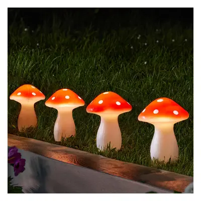 SMART GARDEN LED solární zemní hrot Fairy Mushroom, sada 4 kusů, červená/bílá