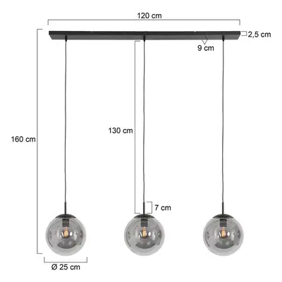 Steinhauer Závěsné svítidlo Bollique, 3 světla, dlouhé, černé, sklo