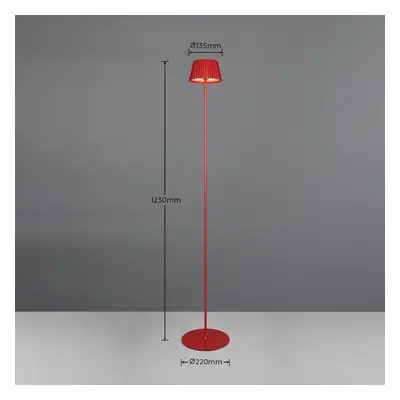 Reality Leuchten Nabíjecí stojací lampa Suarez LED, červená, výška 123 cm, kovová