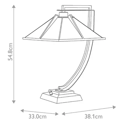 QUOIZEL Stolní lampa Pomeroy, výška 55 cm, bronz, sklo, ocel