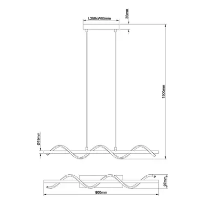 Brilliant Závěsné svítidlo Eunice LED, délka 80 cm, černá barva, kov