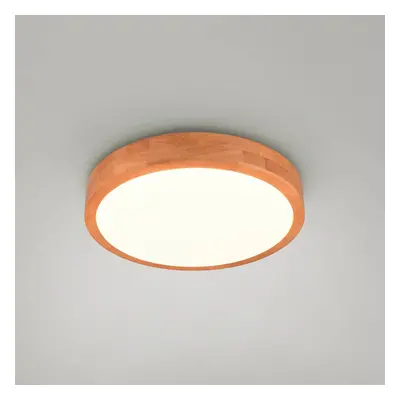 Trio Lighting LED stropní svítidlo Iseo, barva dřeva, Ø 40 cm, stmívatelné, dřevo