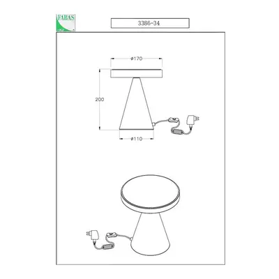 Fabas Luce Stolní lampa LED Neutra, výška 20 cm, černá, dotykový stmívač