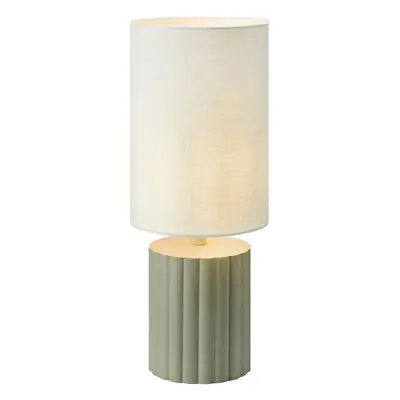 Markslöjd Stolní lampa Can, bílá/šedá, výška 57 cm, keramika, textil