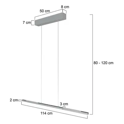 Steinhauer Závěsné svítidlo LED Bande, nahoru/dolů, ocel, 120 cm, CCT, stmívač