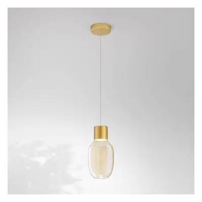 Fabas Luce LED závěsné svítidlo Lapo, 1 světlo, koňaková barva, Ø 16 cm, sklo